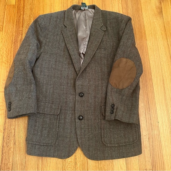 WOOLRICH  Woolen Mills MEN'S Large BROWN TWEED WOOL SPORT JACKET BLAZER - Picture 1 of 13
